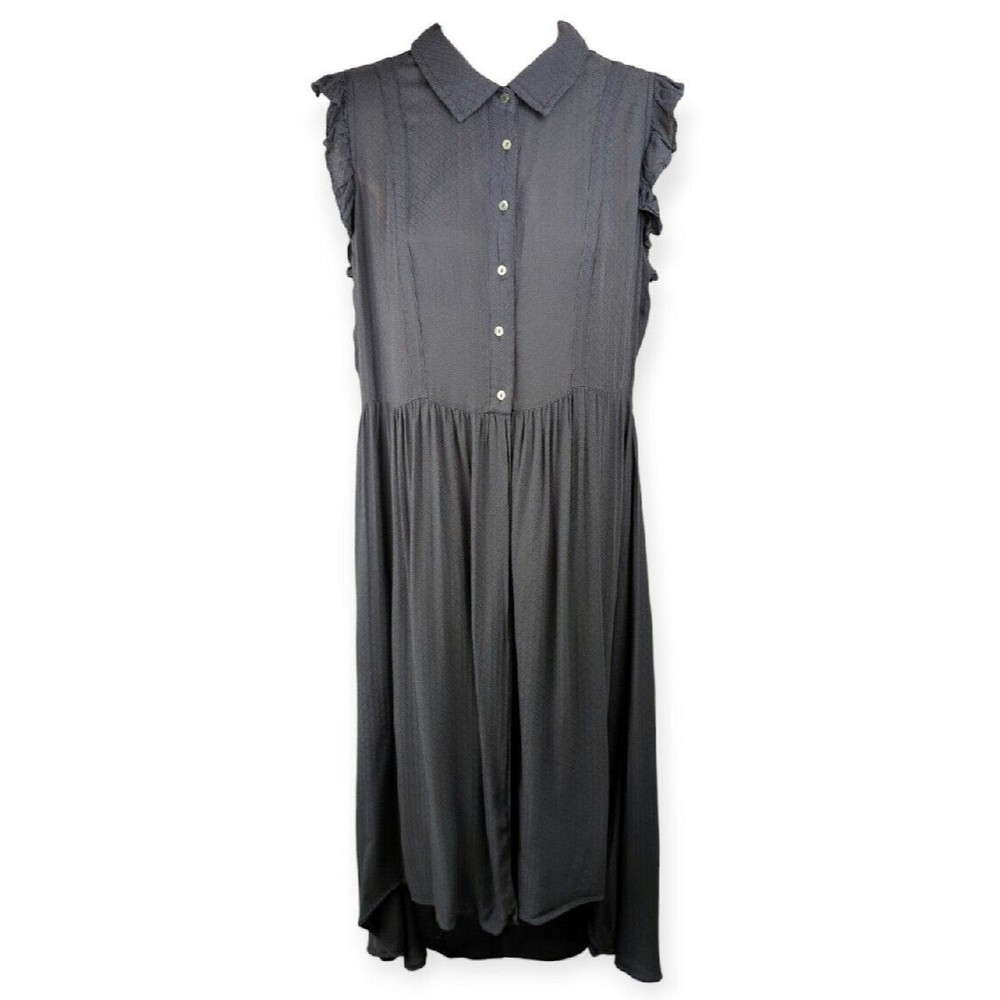 Anama Anthropologie Peasant Dress Blue Open Skirt Flutter Sleeve Soft Academia S